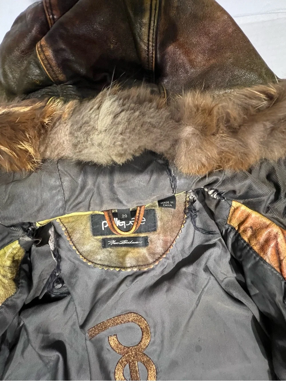 Vintage 90s Pelle Pelle Marc Buchanan Leather 20 Jacket Fur Hood Brown Read Xl